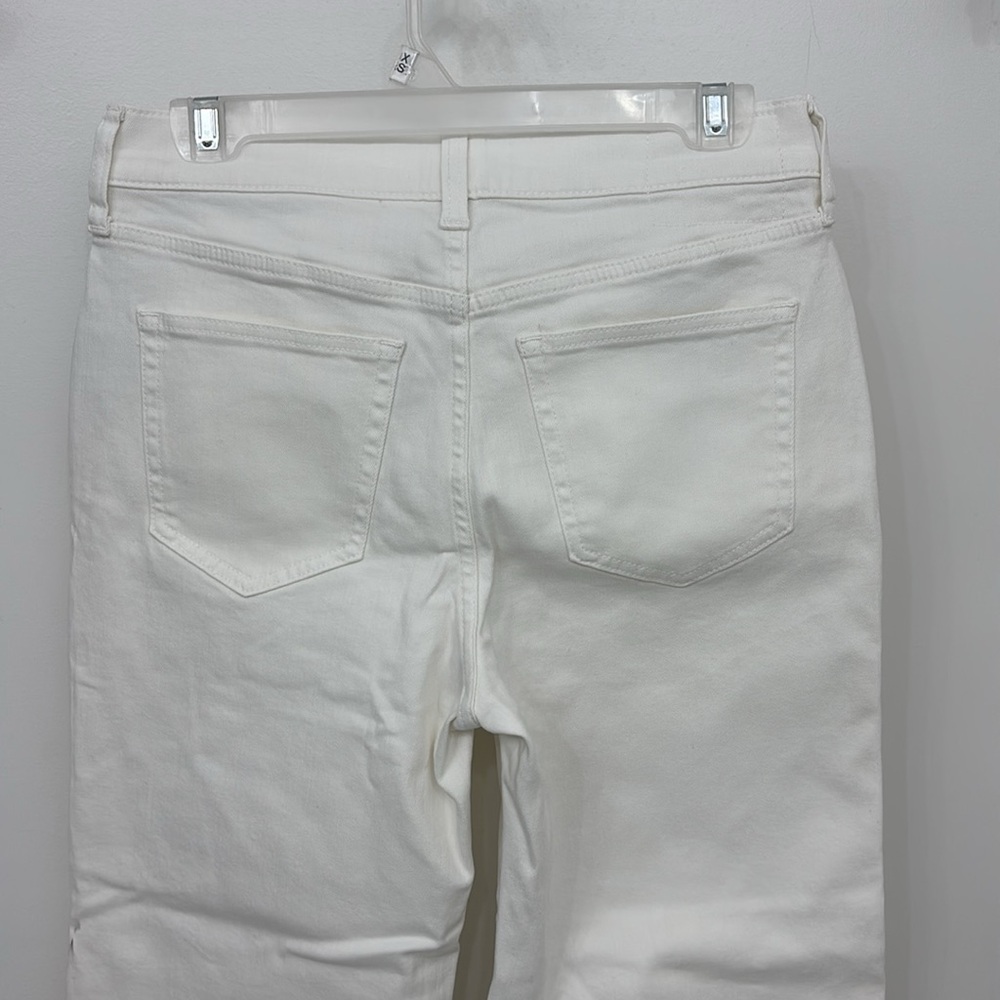NWT J. Crew Petite slim-wide jean in White Denim Cropped Ankle Jeans raw hem - Picture 7 of 12